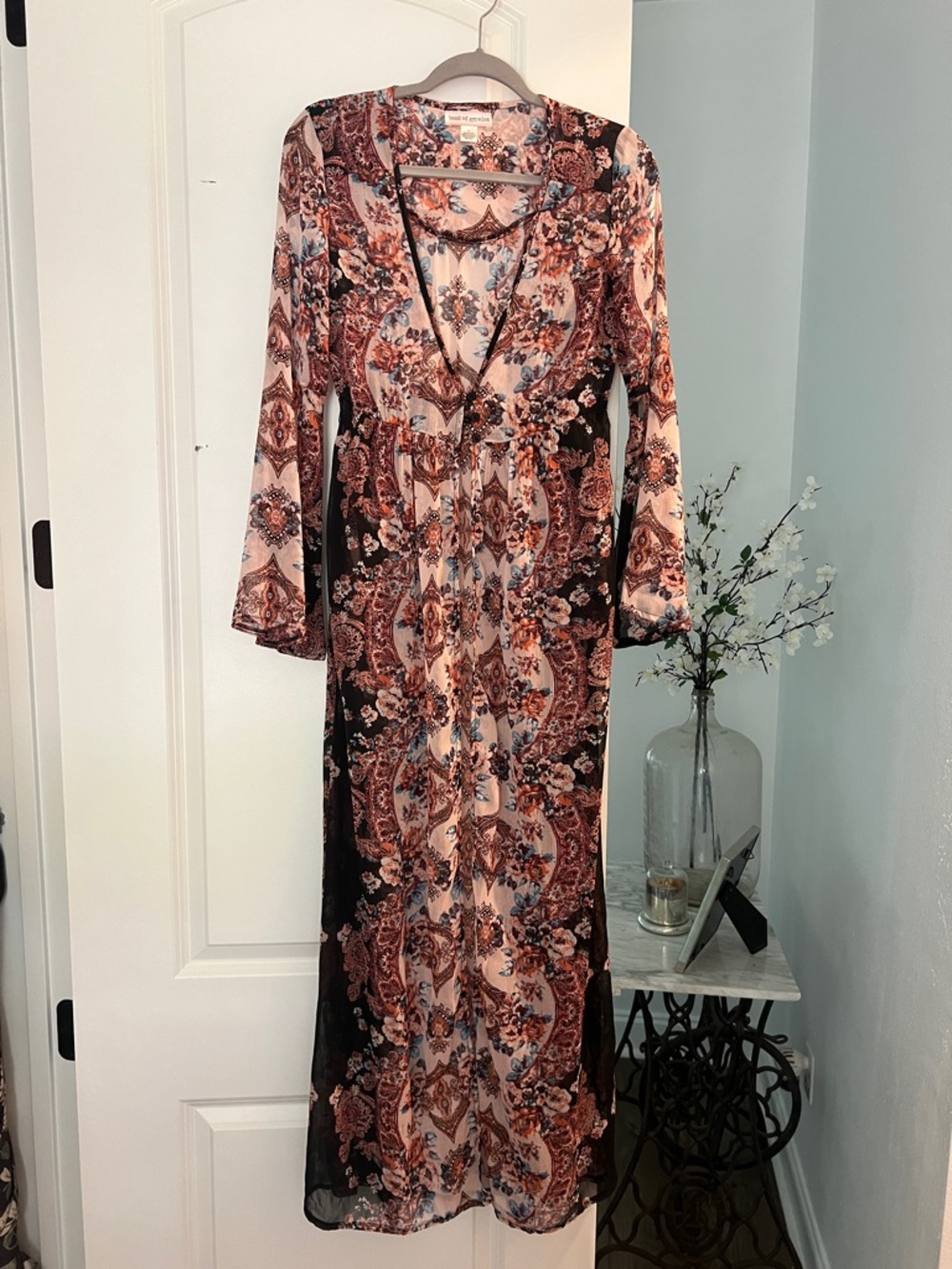 Floral Maxi duster - Pink Multicolor